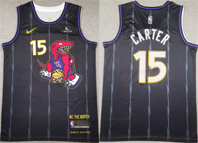 Men's Toronto Raptors #15 Vince Carter Black 2025 Stitched Basketball Jersey